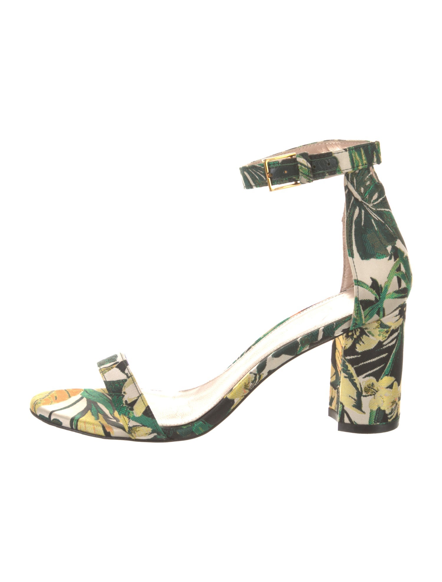 Stuart Weitzman Printed Leather Trim Embellishment Sandals